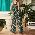 thumbnail image 6 of Women's Casual Loose Overalls Jumpsuits One Piece Sleeveless Printed Wide Leg Long Pant Rompers With Pockets Green M, 6 of 6