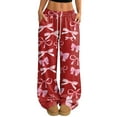 thumbnail image 2 of Hearthz Womens Pajama Pants Drawstring Wide Leg Valentine's Day Bowknot Woman Lounge Pants Baggy Soft Comfy Lightweight Sleepwear Bottoms, 2 of 6