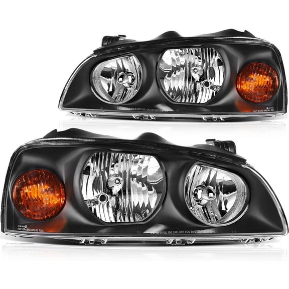 ECCPP Headlight Assembly For Hyundai Elantra 2004-2006 Headlamps Black Housing Amber Reflector Clear Lens