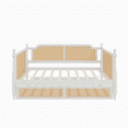 thumbnail image 5 of Tcbosik Rattan Daybed with Trundle, Twin Size Sofa Bed for Bedroom, Living Room, Guest Room, Wood Bed Frame, Space Saving, No Box Spring Needed, Antique White, 5 of 7
