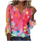 thumbnail image 2 of ICHUANYI Clearance Women's Casual Printed Three-quarter Sleeve V-neck Flared Sleeve T-shirt Shirt(Hot Pink, S) ICHUANYI WER2023080708892, 2 of 5