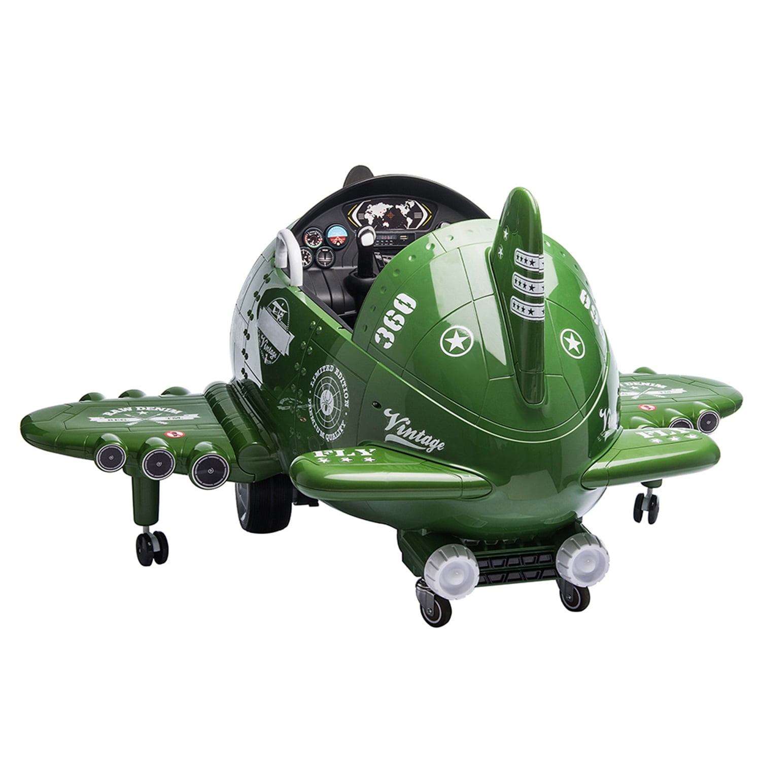 CIPACHO 12V Children's Electric Ride On Airplane, Car for Kids Vehicle with Bombing Sound, Joysticks Operation, FM Radio, Remote Control, Best Gift for Aged 3-8, Green CIPACHO 12V Children's Electric Ride On Airplane, Car for Kids Vehicle with Bombing Sound, Joysticks Operation, FM Radio, Remote Control, Best Gift for Aged 3-8, Green