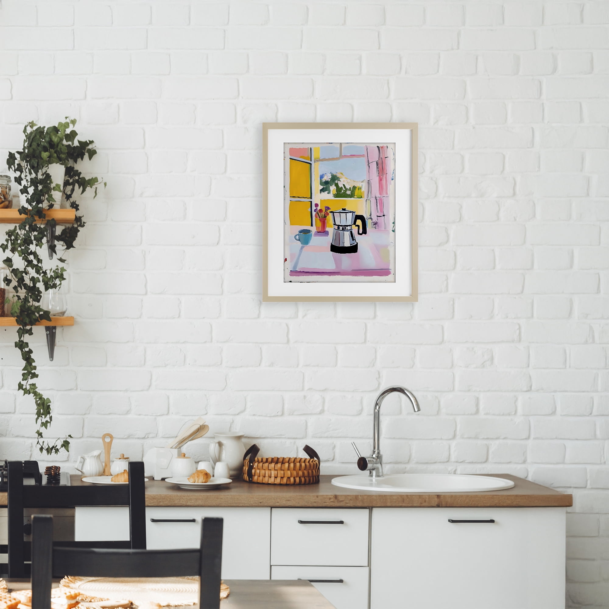 Stupell Industries Italian Moka Pot Kitchen Birch Framed Print Under Glass, design by The Prints Vibe