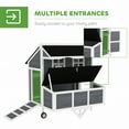 thumbnail image 6 of PawHut 43" Chicken Coop with Wheels, Mobile Chicken House, Wooden Chicken Tractor with Nesting Box, Windows, Pull-out Tray, Perches, for 2-4 Hens, 6 of 9