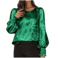 thumbnail image 1 of Women's Long Sleeve Tops, Casual Fashion Round Neck Blouse Solid Color Ruffle Shirt, Basic Tee for Fall Everyday Wear, Office Party Outfits, 1 of 7
