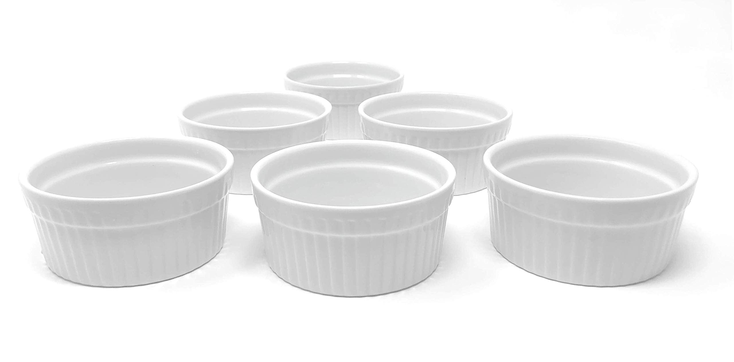 Furmaware White Porcelain Ramekins Set 6Piece Baking & Serving