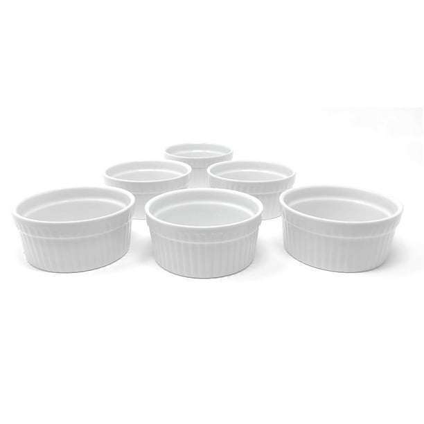 Furmaware White Porcelain Ramekins Set 6Piece Baking & Serving