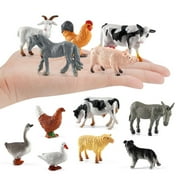 12pieces Barn Animal Miniature Realistic Farm Animal Figures Toys Animal Playset