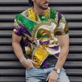 thumbnail image 4 of Charella Carnival T-shirts for Men Mardi Gras Decorations Short Sleeve Crewneck Tops 2024 Men Clothing Casual Fashion,Green,XXL, 4 of 5