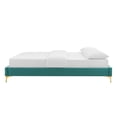 thumbnail image 4 of Platform Bed Frame, Full Size, Velvet, Teal Blue, Modern Contemporary Urban Design, Bedroom Master Guest Suite, 4 of 7