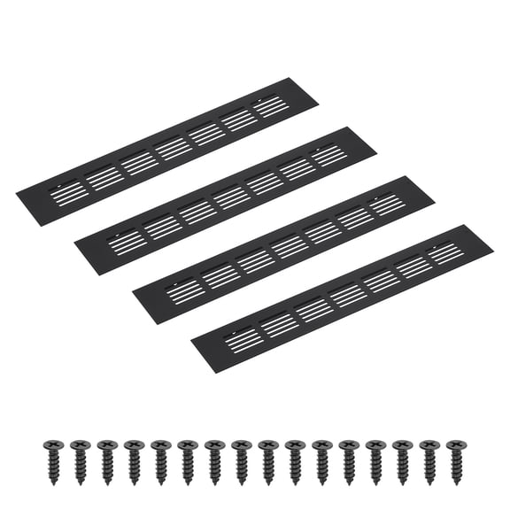 Uxcell 12 x 2 Inch Rectangle Ventilation Grille, 4PCS Aluminum Air Vent Cover, Black