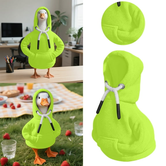 Desk Goose Outfits Hoodies Tabletop Goose Mini Porch Goose Fluorescent Green , 13x14.5 cm