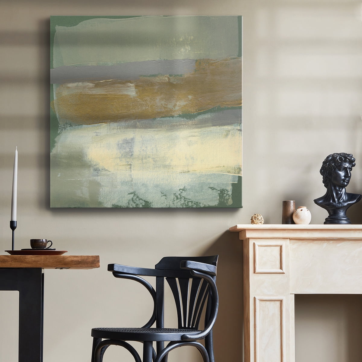 Wexford Home Sage & Gold Swipe VII-Premium Gallery Wrapped Canvas, 16" x 16" - Ready to Hang