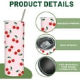 thumbnail image 3 of 1Pc Cherry Tumbler with Lid Straw 20oz Pink Red Cherry Stainless Steel Travel Tumbler Cup Boxed for Coquette Wedding Iced Coffee, 3 of 6