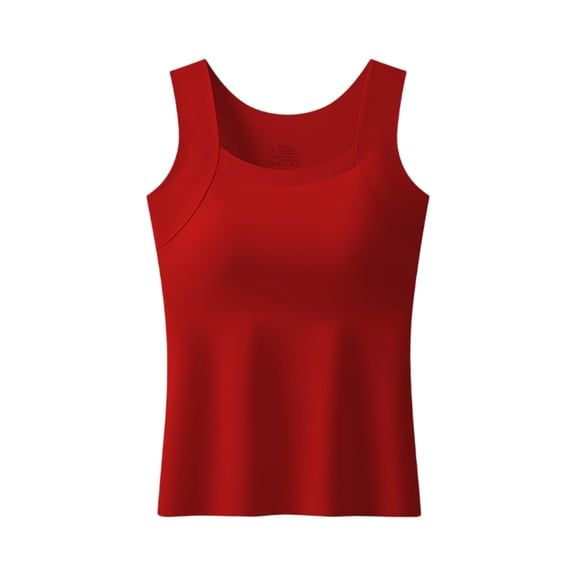 longantii Womens Built in Comfort Bra Tanktop, Seamless Shaper Bra Cami, Wire-Free Tank Tops with Support, Suitable for All Body Types Red 4XL