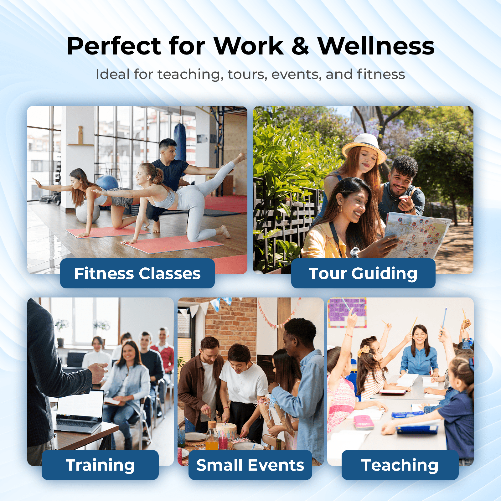HW HAOWORK Portable Voice Amplifier with Bluetooth Lavalier Microphone,Teacher Mic with Speaker,Wireless Lapel Amplifier for Teachers, Clip On Microphone System Bluetooth Speaker,Mini Megaphone WB006