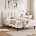 thumbnail image 6 of VECELO Queen Size Upholstered Platform Bed Frame with Adjustable Headboard, Wooden Slats Support, No Box Spring Needed/Easy Assembly, Beige, 6 of 8