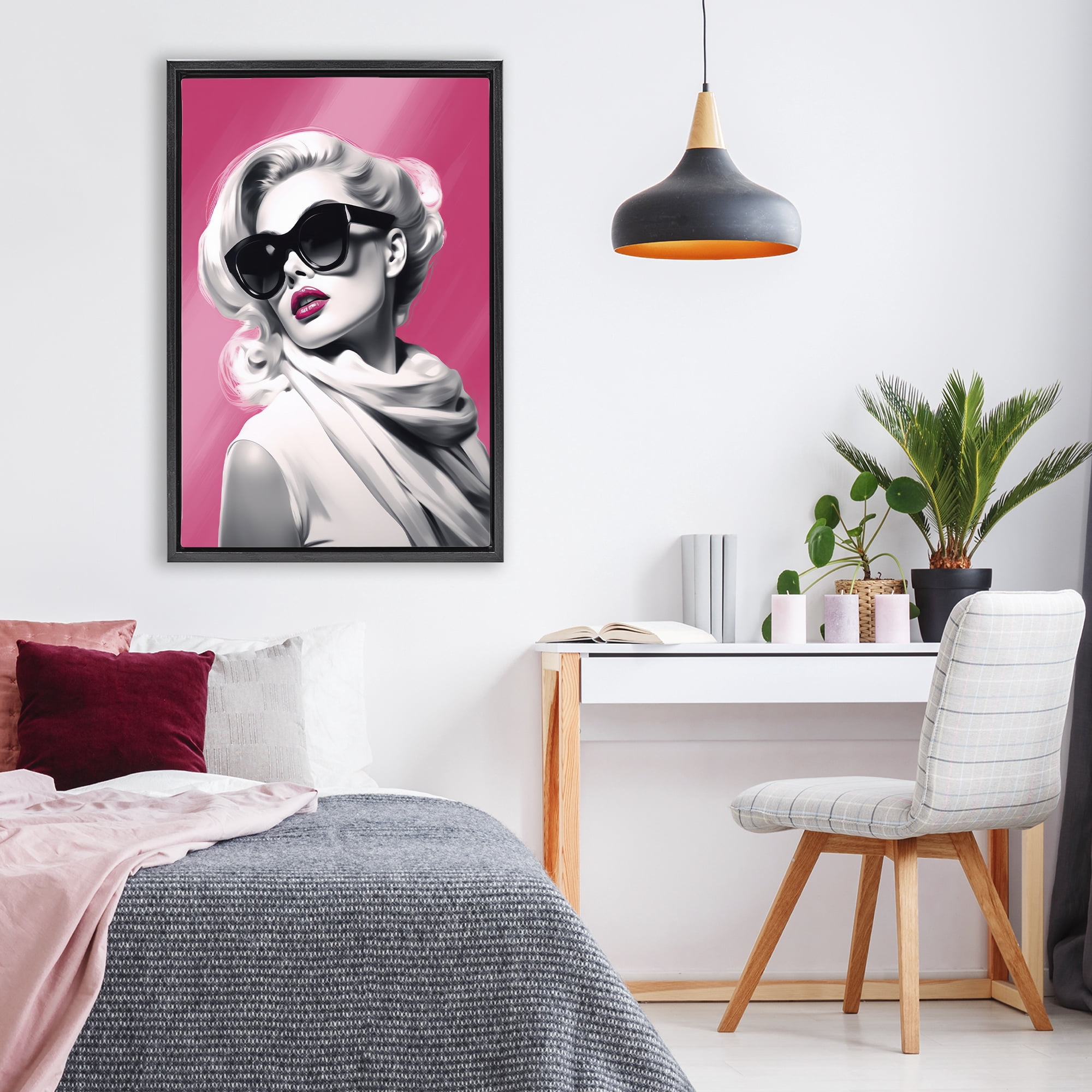 Stupell Industries Vintage Retro Chic Portrait Black Framed Floater Canvas Wall Art, design by Andrea Haase