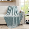 thumbnail image 2 of Bourina Rhombus Throw Blanket,Textured Solid Soft Throws for Sofa or Bed Knitted Decorative 50*70 inches,Aqua for Adults, 2 of 6