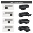 thumbnail image 6 of 100.4*64.6" Modern Sectional Sofa,L-shaped Couch Set with 2 Free pillows,4-seat Polyester Fabric Couch Set with Convertible Ottoman for Living Room, Apartment, Office, Black, 6 of 10