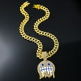 thumbnail image 2 of Ice Face Pendant Cuban Link Chain Full Diamond Hip Hop Ear Accessories Hipster, 2 of 2