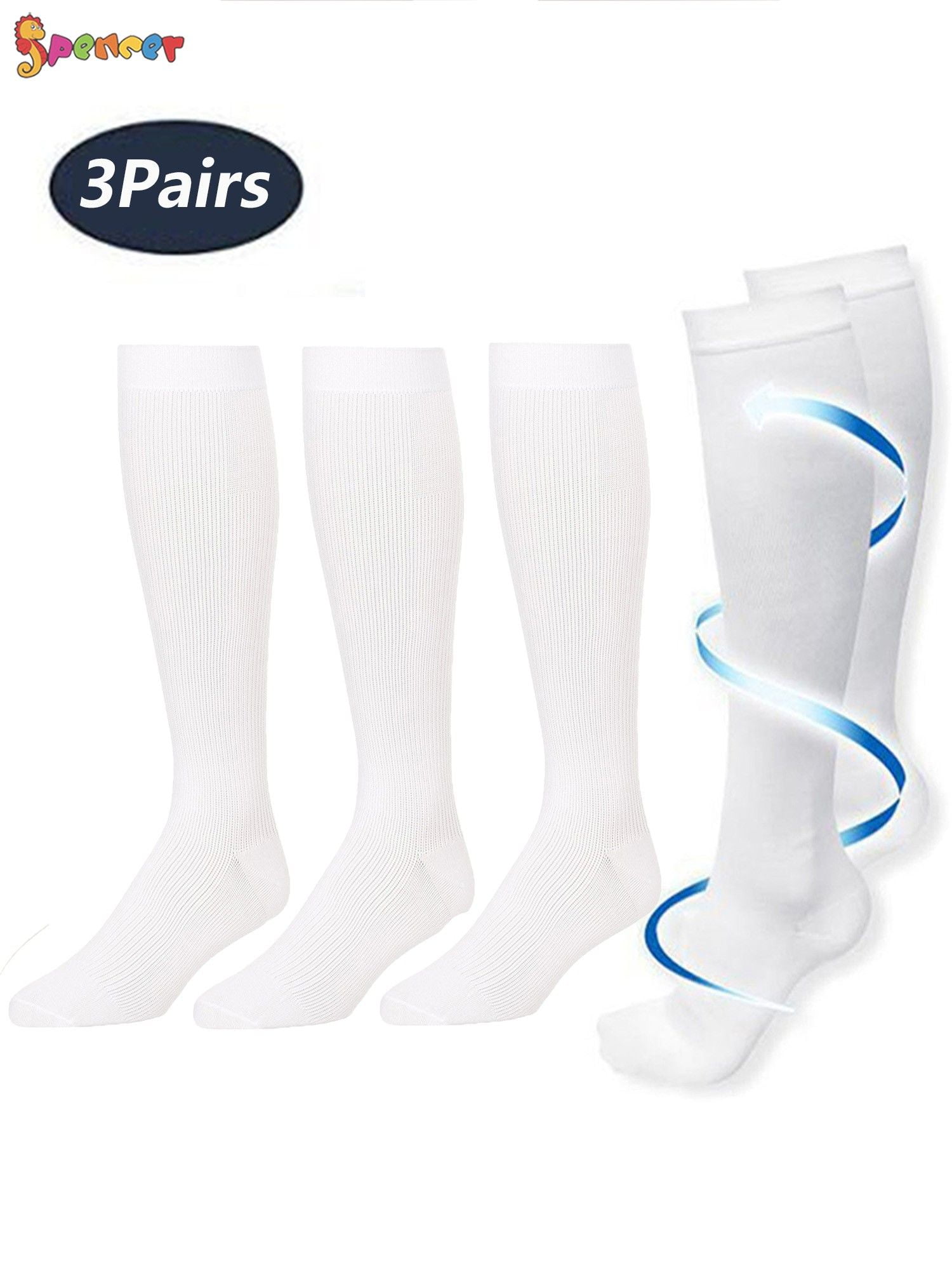 Spencer Nylon Graduated Compression Socks， 3 Pairs Knee High Stockings