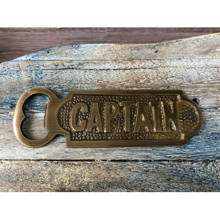 

Solid Brass Captain Bottle Opener - Antique Finish - Beer Soda - Nautical Bar Mancave Gift