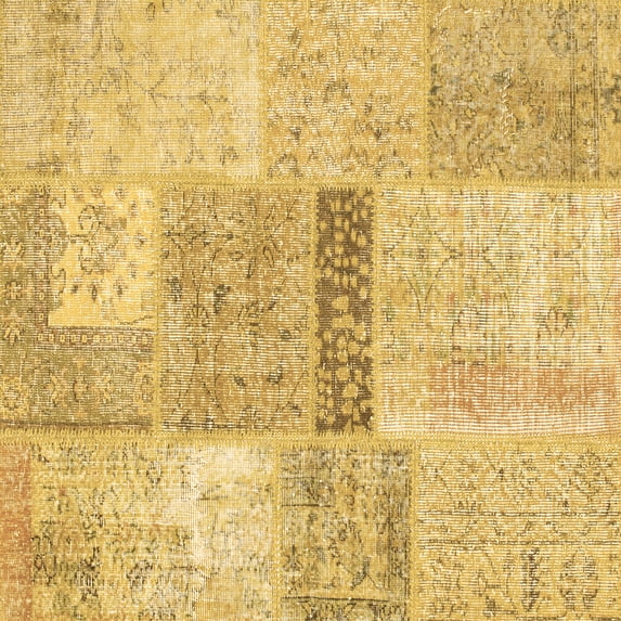 Ahgly Company Indoor Square Patchwork Brown Transitional Area Rugs, 4' Square