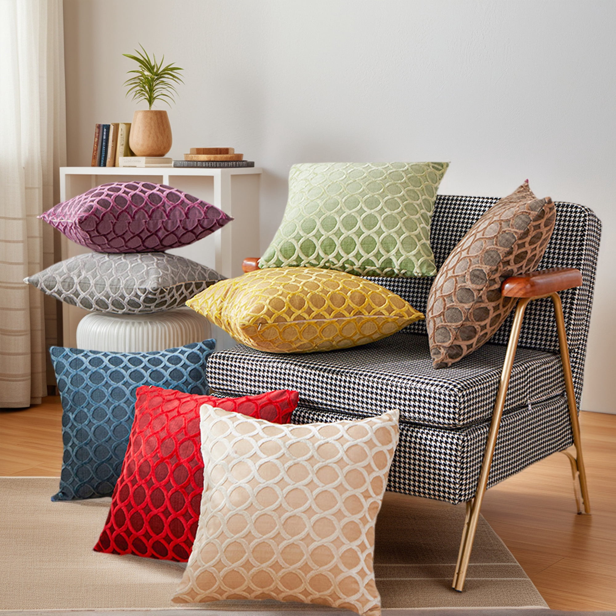 Unique Bargains 2 Pack Geometric Throw Pillow Cover for Couch Bedroom Red