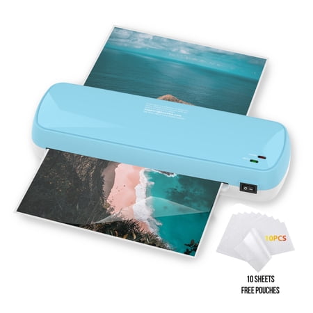 10-Pack Laminator, A4/A5/A6 Document Photo Laminating Machine, Never Jam, Fast Preheat, Color Preservation, for Home Office School, Blue