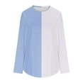 thumbnail image 5 of ChaoHeng Womens Tops Long Sleeve T-Shirt Color Block Casual Blouse for 2024 Fall/Winter Fashion Trendy(Light Blue,L), 5 of 5
