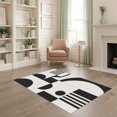 thumbnail image 2 of ODIKA 4'x6' Washable Area Rug Pet Friendly, Non-Shedding Black White Geometric Contrast Design Modern Artistic Stripes and Circles for Bedroom, Reading Nook, 2 of 7