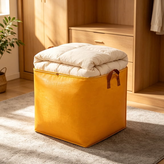 SouMaox Moving Bags for Packing, Large Capacity Storage Bags for Quilts and Luggage, Heavy Duty Plastic Moving Supplies for Household Organization, 11.81" x 18.5" x 21.25" Yellow