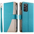 thumbnail image 1 of Funda cartera GANGXUN para Samsung Galaxy M13 4G , cuero PU con tarjetero, cremallera, correa de mano, soporte y protección 1092°, 1 of 6