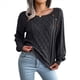 thumbnail image 1 of Suéteres Casuales de Punto con Estampado de Leopardo para Mujer, Suéteres de Larga con Cuello Redondo Negro S, 1 of 9