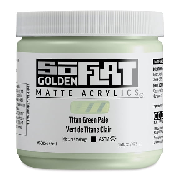 Golden SoFlat Matte Acrylic Paint - Titan Green Pale, 473 ml, Jar