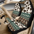 thumbnail image 3 of Xixirimido Car Seat Protection Set 5 Pieces Breathable PU Leather Front Seat Covers with Seat Belt and Console Covers Universal Fits Most Cars, Ethnic Tribal Geometric Cowhide, 3 of 8