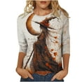 thumbnail image 2 of Xdegoge Halloween 3/4 Sleeve Tops for Women Witch Printed Graphic Tee Shirts Funny Holiday Tops Going Out Outfits Dressy Casual Tunic Blouses, 2 of 5