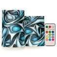 thumbnail image 4 of Blue and White Shapes Set of 2 Flameless LED Candles Remote and Timer Indoor Outdoor, 4 of 7