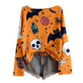 thumbnail image 3 of JUjie Pumpkin Sweatshirt for Women Round Neck Novelty Halloween Pullover Casual Fall Daily Halloween Tops Z48 Orange M, 3 of 4