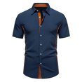 thumbnail image 1 of T-Shirt Homme Noir Col Rond T-Shirt Homme 2025 Chemise Décontractée Homme Mode Élégante Été Slim Manches Courtes Simple Boutonnage Col Rabattu, 1 of 6