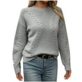 thumbnail image 2 of Sakmal Oversized Women's Sweaters Cotton Gray Crew Neck Casual Plain Sweaters for Women S, 2 of 9