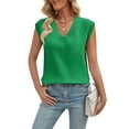 thumbnail image 3 of Womens V Neck Sweater Vest Oversized Ribbed Knit Sleeveless Casual Loose Fit Pullover Tank Top Green XL, 3 of 9