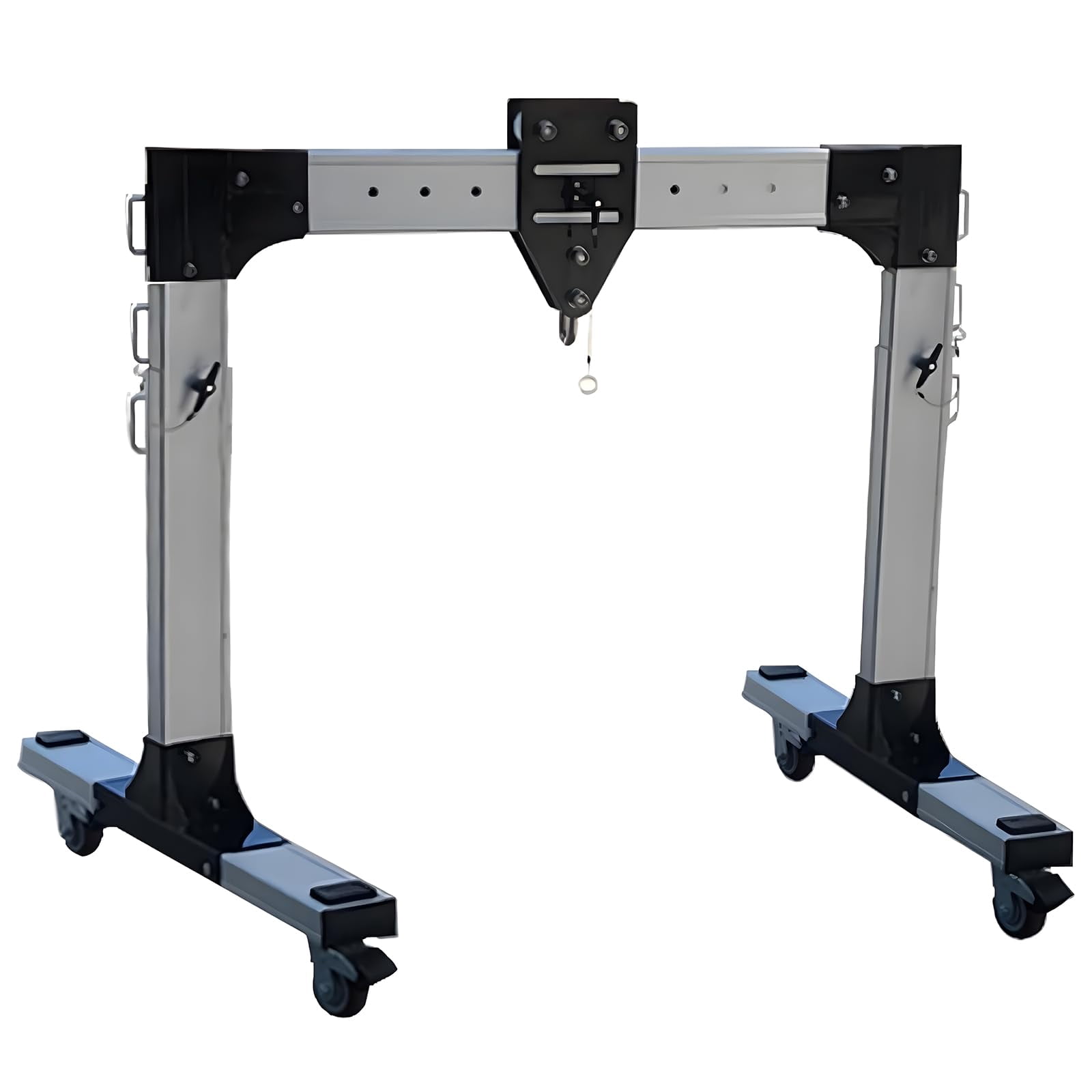 Portable Aluminum Gantry Crane, 1100 lbs Capacity Adjustable Shop Lift Hoist, 4.9-9.5 ft Height & 5.3-7.5 ft Beam Width, 2-Post Mobile Lifting System for Garage, Workshop, and Auto Repair