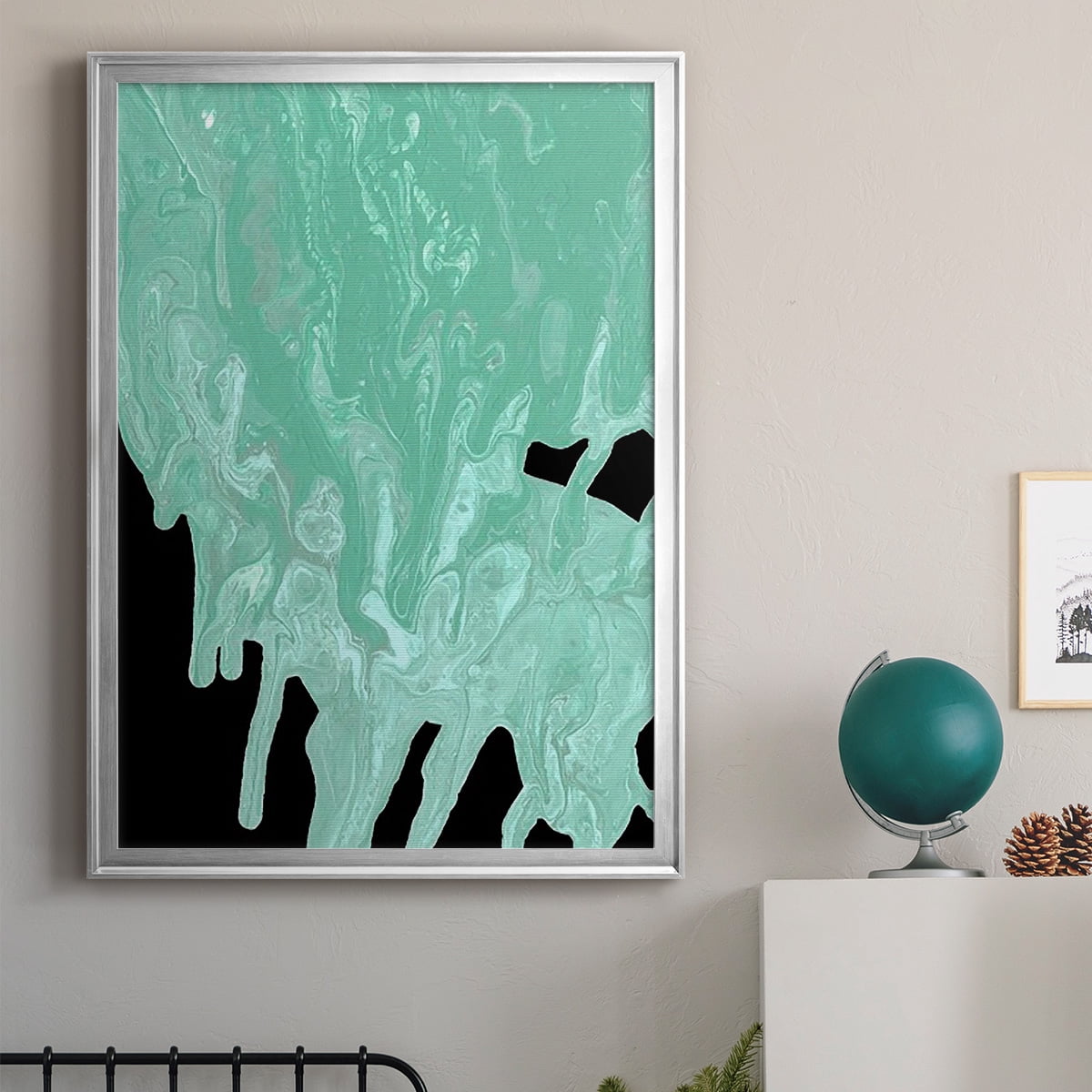 Teal Cascade I Premium Framed Print, in Gold, Black, or Silver - Ready to Hang