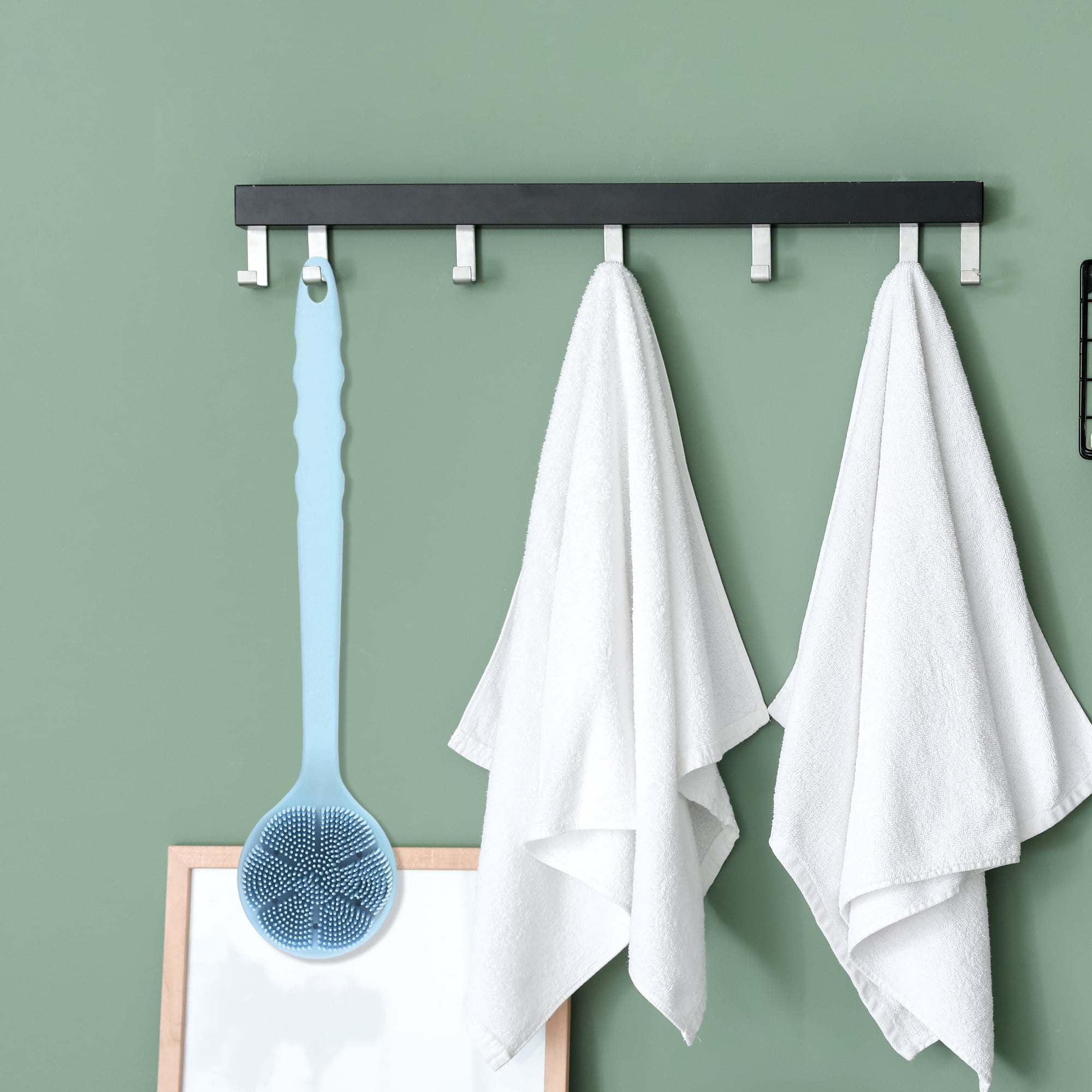 Double Side Long Handle Bath Brush Back Scrubber for Bath 14.17 Length 1 Pc Blue