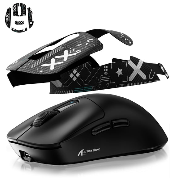 ATTACK SHARK X3 Lightweight Wireless Gaming Mouse with Anti Slip Mouse Grip Tape, Self Adhesive Design Elastics Refined Side Grips Sticker Sweat Resistant Pads/Anti Sweat Paste, Cut to Fit (Black)