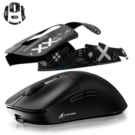 ATTACK SHARK X3 Lightweight Wireless Gaming Mouse with Anti Slip Mouse Grip Tape, Self Adhesive Design Elastics Refined Side Grips Sticker Sweat Resistant Pads/Anti Sweat Paste, Cut to Fit (Black)