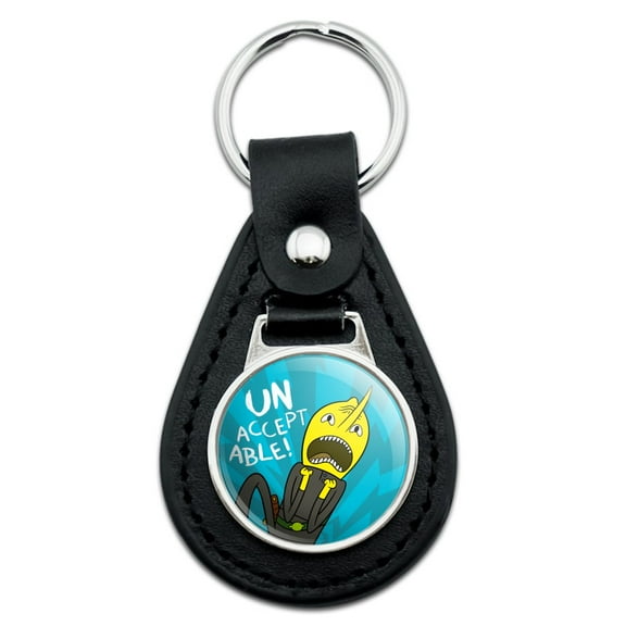 Adventure Time Lemongrab Unacceptable Black Leather Keychain