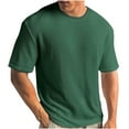 thumbnail image 2 of NoxwB Men's Summer Waffle Tee Slim Fit Short Sleeve Crew Neck Knit T-Shirt Soft Textured Top Casual Wear Army Green XXXL, 2 of 6